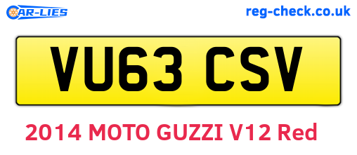 VU63CSV are the vehicle registration plates.