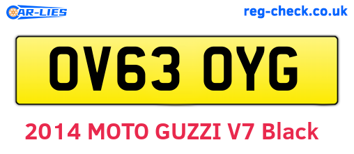 OV63OYG are the vehicle registration plates.