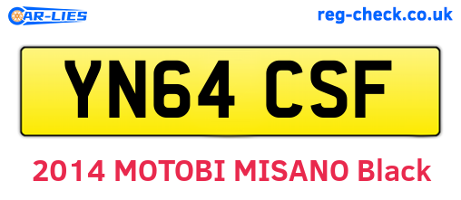 YN64CSF are the vehicle registration plates.