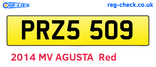 PRZ5509 are the vehicle registration plates.