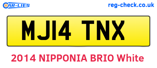 MJ14TNX are the vehicle registration plates.