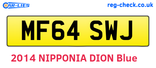 MF64SWJ are the vehicle registration plates.