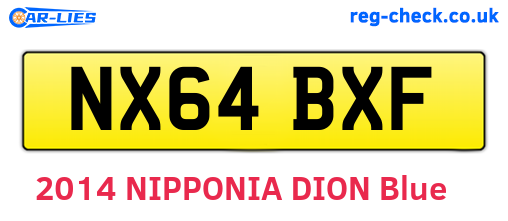NX64BXF are the vehicle registration plates.