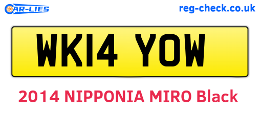 WK14YOW are the vehicle registration plates.