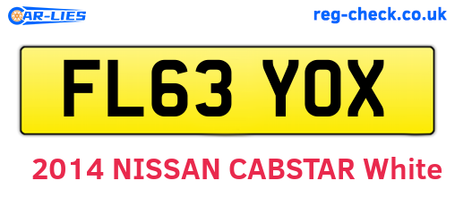 FL63YOX are the vehicle registration plates.