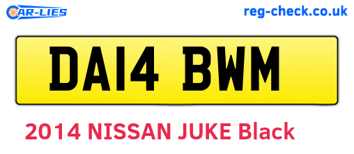 DA14BWM are the vehicle registration plates.