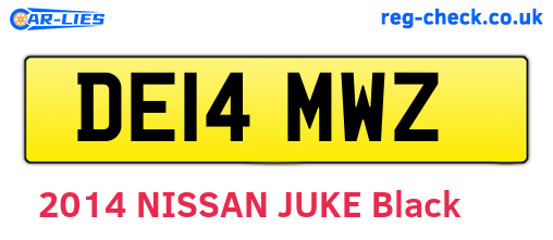DE14MWZ are the vehicle registration plates.