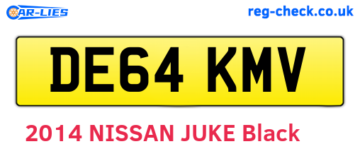DE64KMV are the vehicle registration plates.
