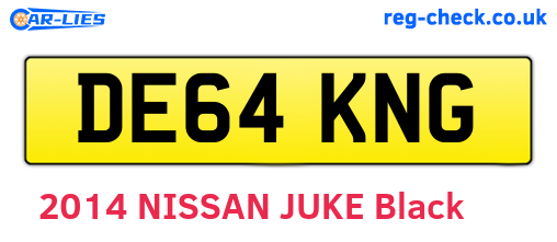 DE64KNG are the vehicle registration plates.