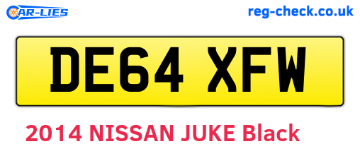 DE64XFW are the vehicle registration plates.