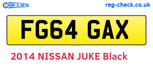 FG64GAX are the vehicle registration plates.