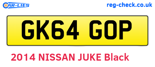 GK64GOP are the vehicle registration plates.