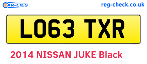 LO63TXR are the vehicle registration plates.