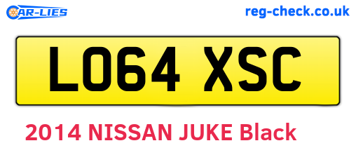 LO64XSC are the vehicle registration plates.