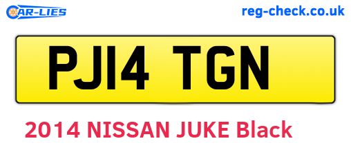 PJ14TGN are the vehicle registration plates.