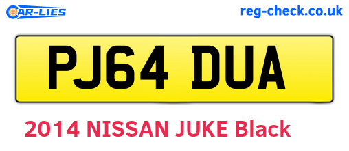 PJ64DUA are the vehicle registration plates.