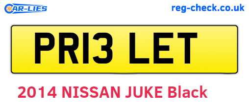 PR13LET are the vehicle registration plates.