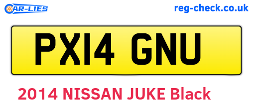 PX14GNU are the vehicle registration plates.