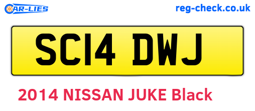 SC14DWJ are the vehicle registration plates.