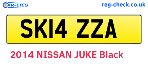 SK14ZZA are the vehicle registration plates.