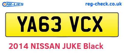 YA63VCX are the vehicle registration plates.