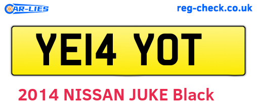 YE14YOT are the vehicle registration plates.