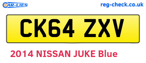 CK64ZXV are the vehicle registration plates.