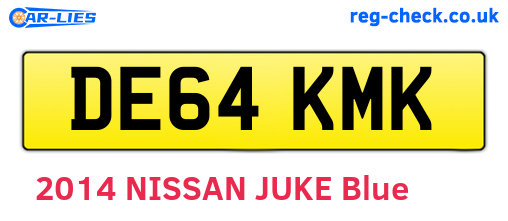 DE64KMK are the vehicle registration plates.