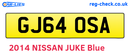GJ64OSA are the vehicle registration plates.