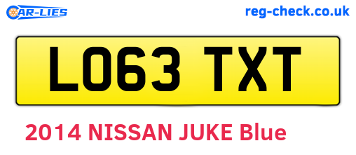 LO63TXT are the vehicle registration plates.