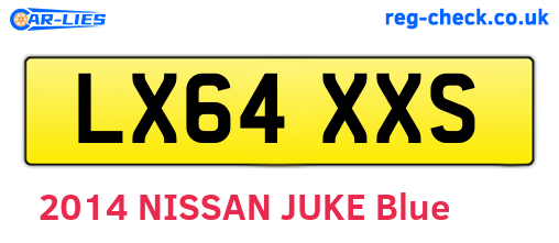LX64XXS are the vehicle registration plates.