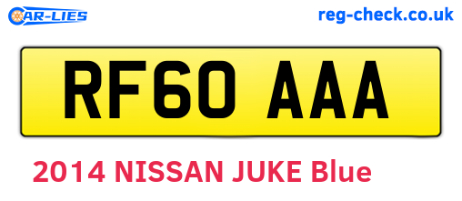 RF60AAA are the vehicle registration plates.