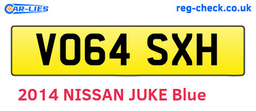 VO64SXH are the vehicle registration plates.