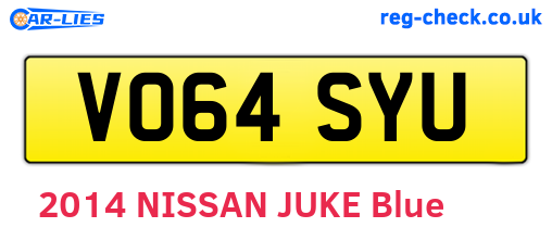 VO64SYU are the vehicle registration plates.
