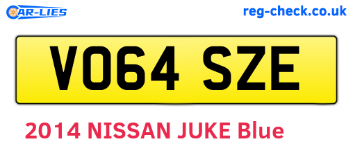 VO64SZE are the vehicle registration plates.