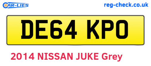 DE64KPO are the vehicle registration plates.