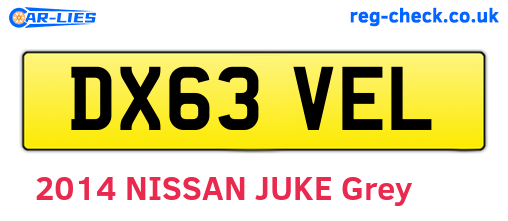 DX63VEL are the vehicle registration plates.