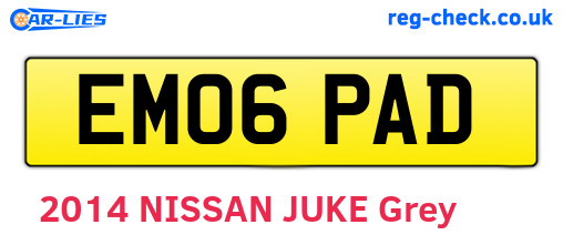 EM06PAD are the vehicle registration plates.