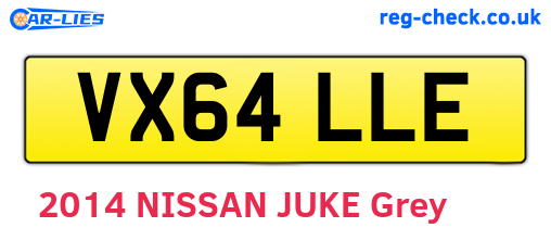 VX64LLE are the vehicle registration plates.