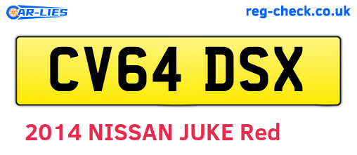 CV64DSX are the vehicle registration plates.