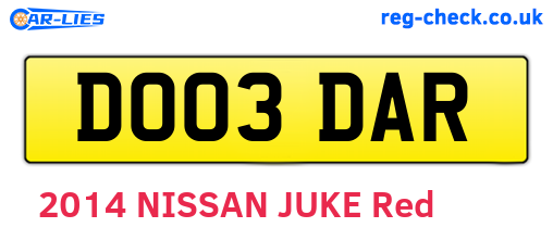 DO03DAR are the vehicle registration plates.