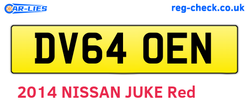 DV64OEN are the vehicle registration plates.