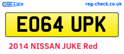 EO64UPK are the vehicle registration plates.