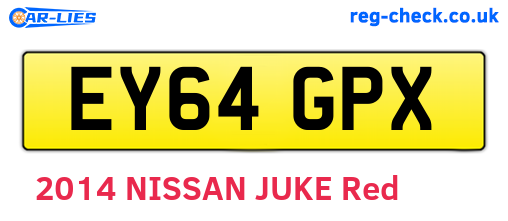 EY64GPX are the vehicle registration plates.