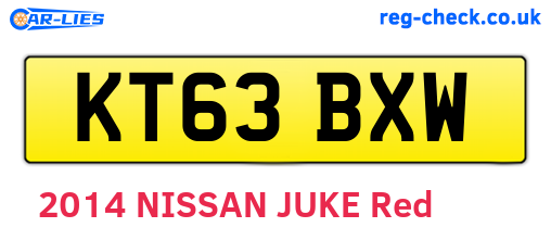 KT63BXW are the vehicle registration plates.