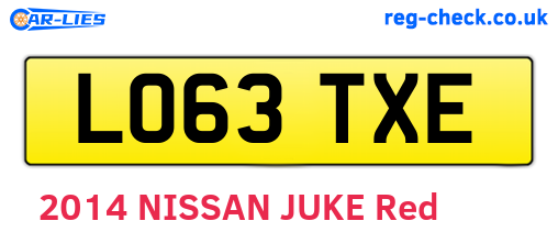 LO63TXE are the vehicle registration plates.
