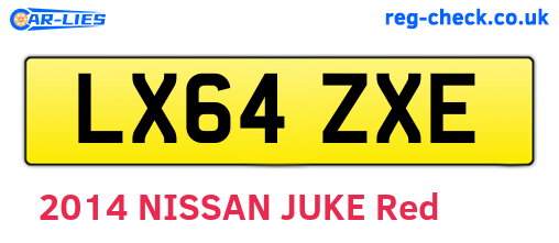 LX64ZXE are the vehicle registration plates.