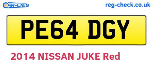 PE64DGY are the vehicle registration plates.