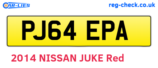 PJ64EPA are the vehicle registration plates.