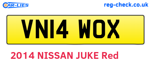 VN14WOX are the vehicle registration plates.